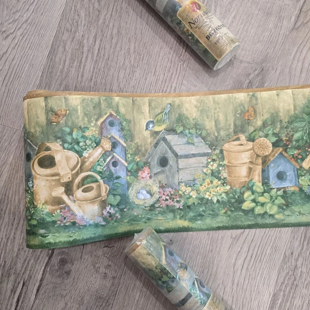 4 Full rolls Norwall Wallpaper Border Featuring Birdhouse birds 5 yd/ea BG76310L